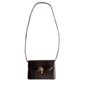 Vintage Gucci Lizard Skin Shoulder Bag Brown Reptile Purse Tigers Eye Clasp 80s